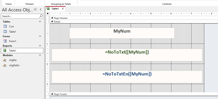 report containing the three previous fields