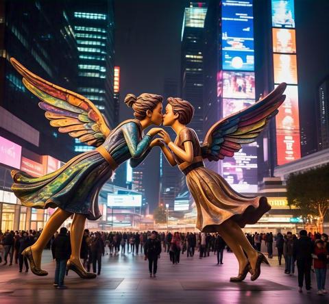Flying Kiss Statue in China