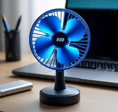 مروحة LED USB مع ساعة رقمية