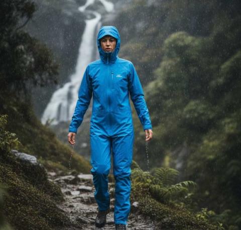 Waterproof Jacket with Built-In Trousers