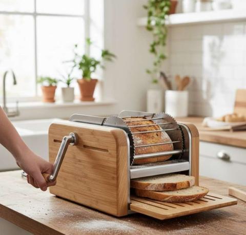 Manual Bread Slicer with Hand Crank