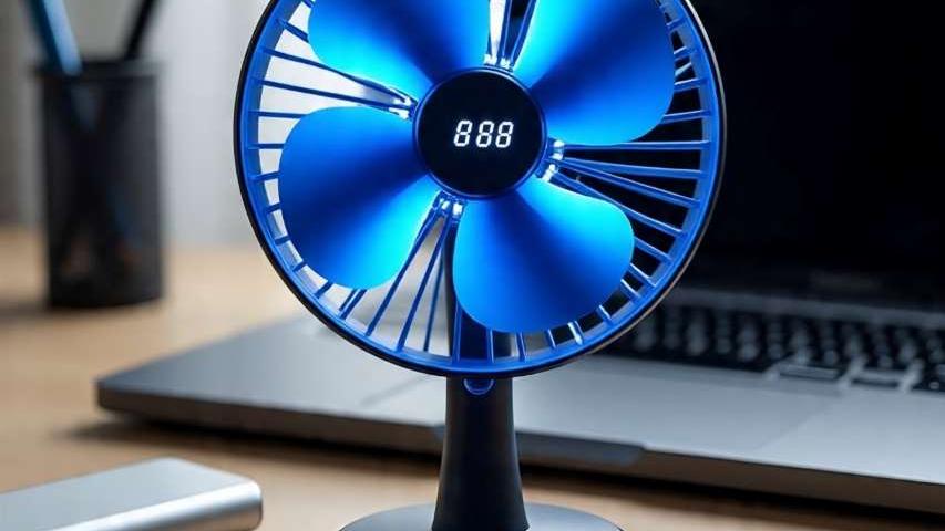 مروحة LED USB مع ساعة رقمية