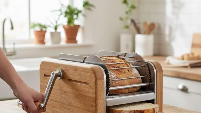 Manual Bread Slicer with Hand Crank