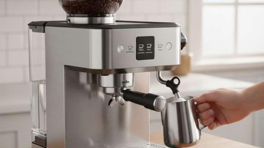 آلة الإسبرسو المتكاملة: المطحنة، الصانعة، ومكواة الحليب